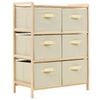 vidaXL Solid Cedar Wood Storage Rack with 6 Fabric Baskets Beige Organiser