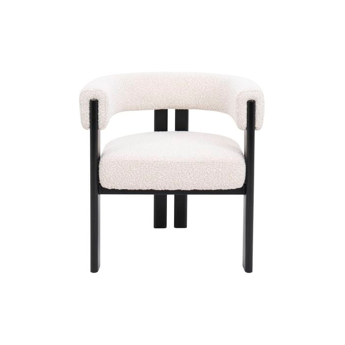 Eloise  Armchair in Cream Boucle and Black Metal Powdercoated Legs