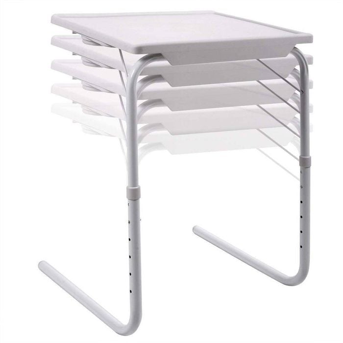Portable Metal Adjustable Table Dinner Laptop Tray Folding Desk Sofa TV