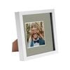 Nicola Spring 8 x 8 3D Shadow Box Photo Frame - Craft Display Picture Frame with 4 x 4 Mount - Glass Aperture - White
