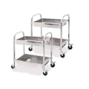 SOGA 2X Stainless Steel 2 Tier Bowl Collect Food Trolley Large