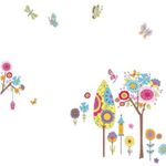 Allwallstickers Large Multicolour Colourful Trees, Flowers and Butterflies Wall Decal