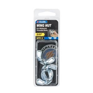 Zenith 3/8" Zinc Plated Diecast Wing Nut - 3 Pack