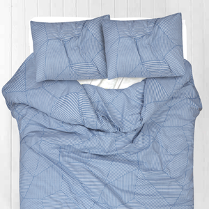 Amson Pure Cotton Super King Quilt Cover Set With Extra Standard Pillowcases - Ariana Denim