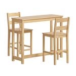 Oikiture 3PCS Bar Table Set 2 Stools Chair Natural