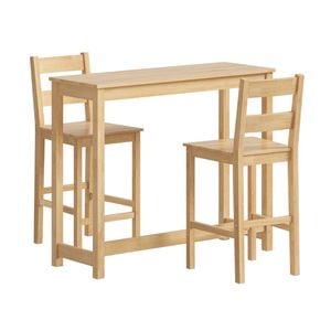 Oikiture 3PCS Bar Table Set 2 Stools Chair Natural