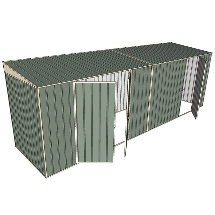 Build-a-Shed 1.5 x 6 x 2m Skillion Double and Single Hinged Side Doors Shed - Green