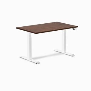 Desky Dual Red Walnut Rubberwood Sit Stand Desk 120x75cm White Frame Leg