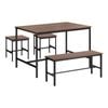 Oikiture 4PCS Dining sets Industrial Dining Table with Benches Natural