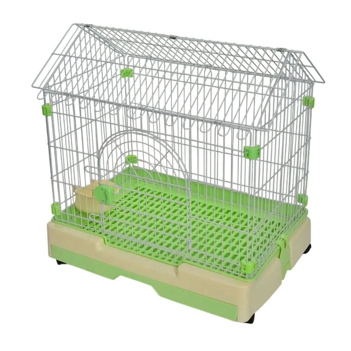 YES4PETS Medium Green Pet Rabbit Cage Guinea Pig Crate Kennel With Potty Tray And Wheel 79x53x73cm