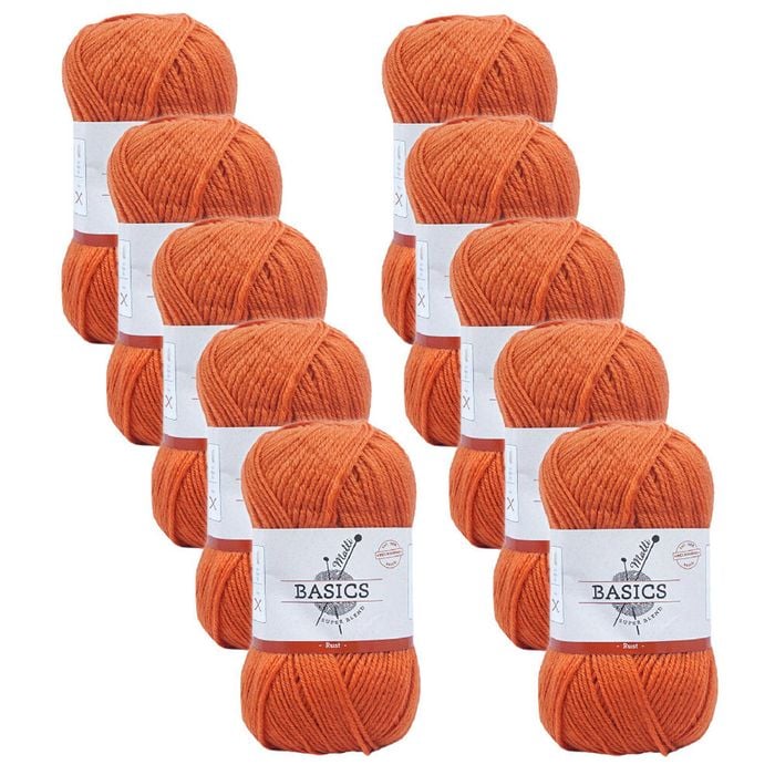 10pk Malli Super Blend Basic Crochet Knitting Yarn 8ply 100g 16x9cm Rust