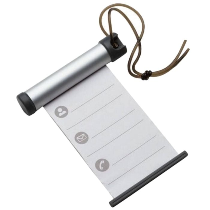 Funky Luggage Cylinder Tag Rollout Label for Address Details Silver/Grey