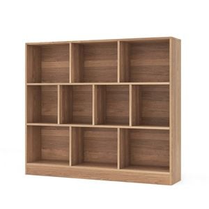 Costway 3-tier Open Storage 10-cube Bookshelf Wooden Display Shelf - Natural
