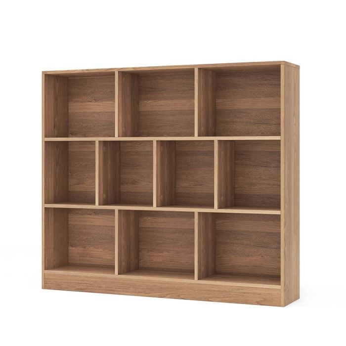 Costway 3-tier Open Storage 10-cube Bookshelf Wooden Display Shelf - Natural