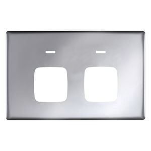 HPM LINEA Double Autoswitch Powerpoint Coverplate - Matt Silver