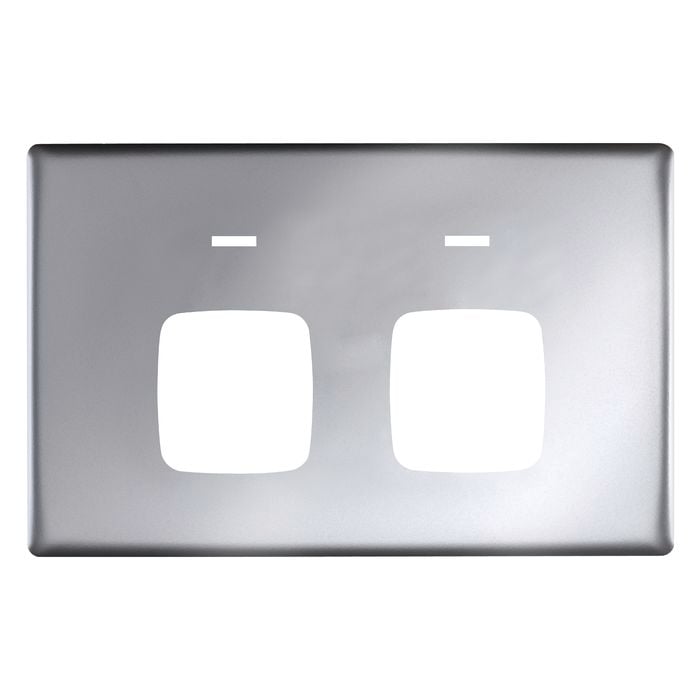 HPM LINEA Double Autoswitch Powerpoint Coverplate - Matt Silver