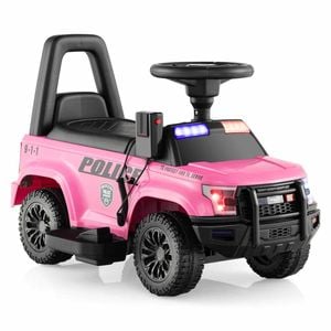 Costway 6v Electric Kids Ride On Car Police Car Toy Vehicle Pink