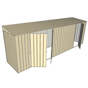Build-A-Shed 1.2 x 6.0 x 2.0m Skillion Double with Single Hinged Side Doors Shed - Cream