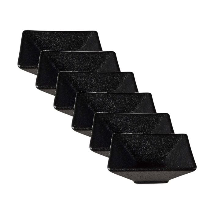 6x Maxwell & Williams Caviar Black Square Sauce Bowl 8x3cm Porcelain Serveware