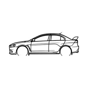 Ignite Laser Mitsubishi Lancer Evolution 10 Silhouette Metal Wall Art Coated Black 15.7inch/40cm