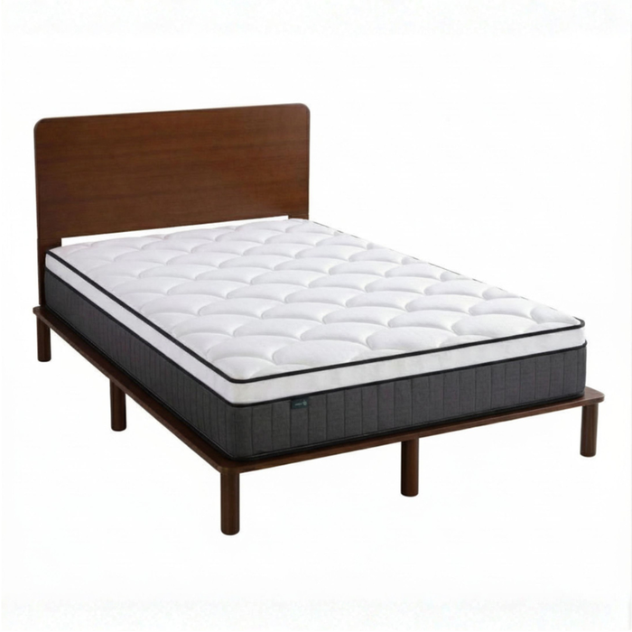 Zinus Double Arden Bamboo Bed Frame & Pocket Spring Mattress Set, Support iCoil Eurotop