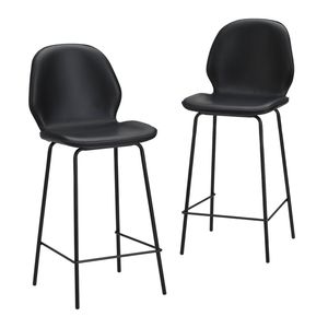Oikiture 2PCS Bar Stools Kitchen Counter Chair Metal Black