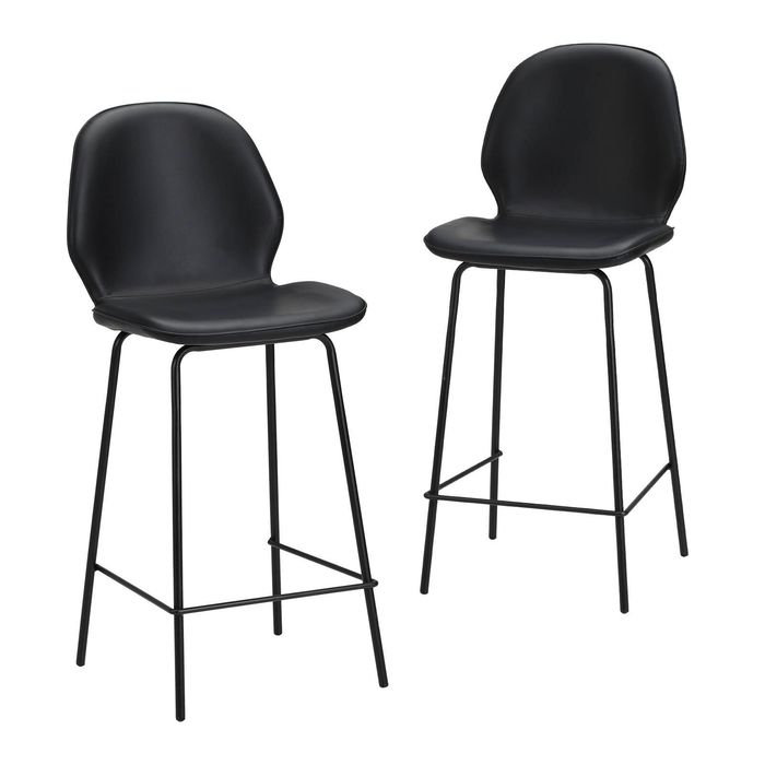 Oikiture 2PCS Bar Stools Kitchen Counter Chair Metal Black