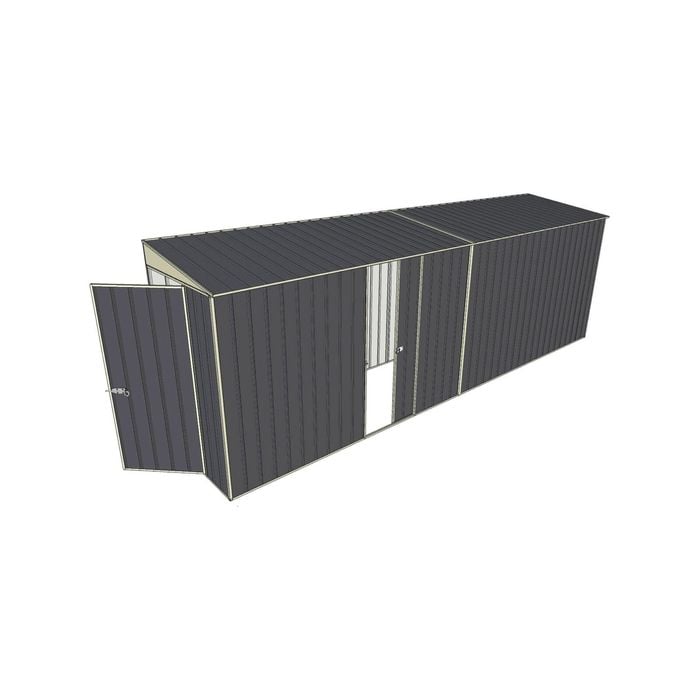 Build-A-Shed 1.2 x 6.0 x 2.0m Tunnel Shed Tunnel Hinged Door with 1 Sliding Side Door - Grey