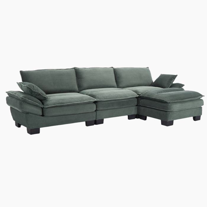 Homfurn 4 Seater Modular Sectional Sofa, Green