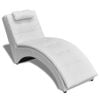 vidaXL Artificial Leather Chaise Chair Sofa Bed Lounge Recliner w/ Pillow White