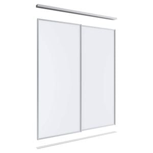 Lugna 2100 x 1201-1800mm Clear Anodised Melamine Wardrobe Double Sliding Doors