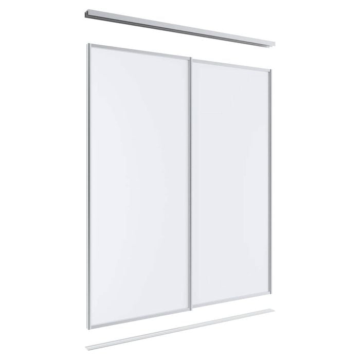 Lugna 2100 x 1201-1800mm Clear Anodised Melamine Wardrobe Double Sliding Doors