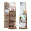 Costway 360° Rotating Jewellery Cabinet Mirror Jewelry Organiser W/led Lights Natural