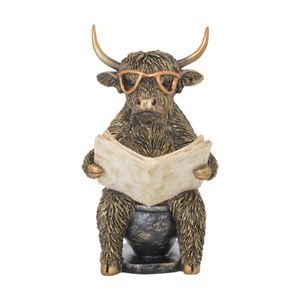 Gibson Gifts Cool Cow Loo Time Highland Figurine Bronze Polyresin