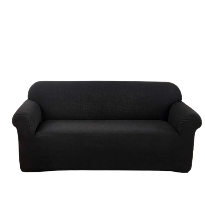 LushCovers Stretchable Water-Repellent Sofa Pet Protect Elastic Lounge Couch Cover - 2 Seater - Black