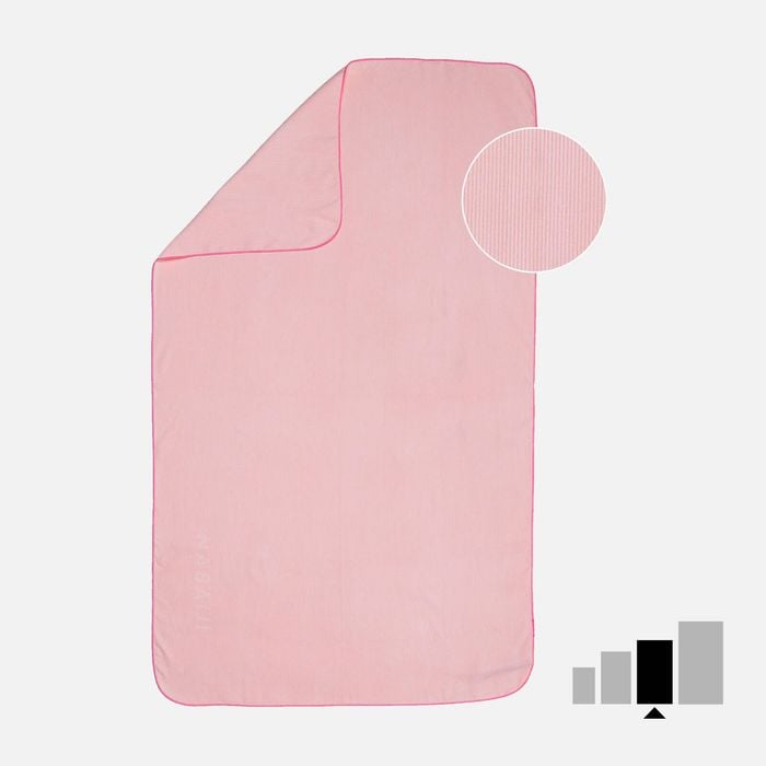 Decathlon - Microfibre Swimming Towel Size L 80 X 130 Cm - Striped Light Pink - One Size