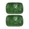 2PK Annabel Trends Coconut Bay Rectangle Green & White Palm Tree Plate 7.5x8cm