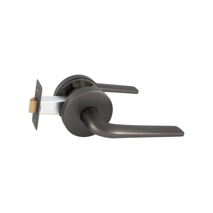 Schlage Graphite Medio Plus Series Sierra Passage Lever Set with QuickFix