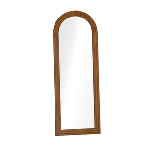 Oikiture Full Length Arch Mirror 165x60cm Walnut Wood Wall Mounted Home Decor