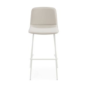 Sabia Serenity Pre-Assembled High Stool Beige Upholstered Seat White Frame