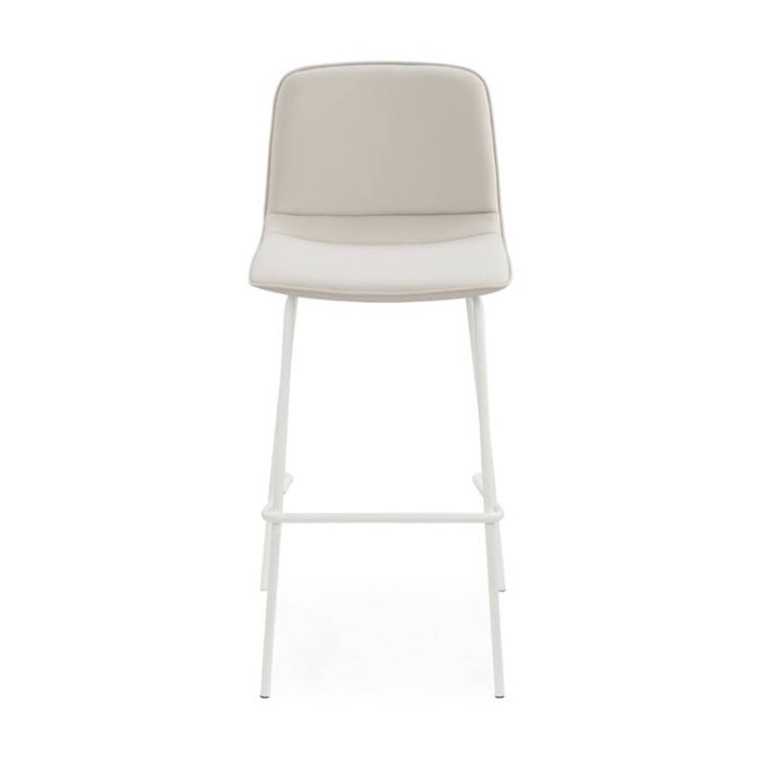 Sabia Serenity Pre-Assembled High Stool Beige Upholstered Seat White Frame