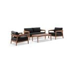 Bronte 2+1+1 Outdoor Teak Look Aluminium Lounge Setting With Coffee Table