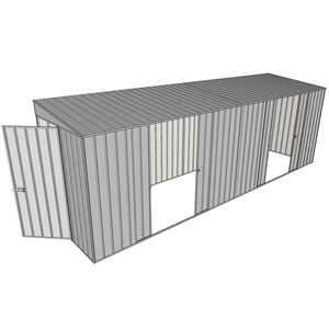 Build-a-Shed 1.5 x 6 x 2m Sliding Door Tunnel Shed with 2 Double Sliding Side Doors - Zinc