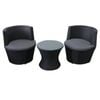 Elora 3pc Round Rattan Bistro Set Outdoor Patio Chairs W/ Glass Table Balcony