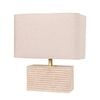 Cla Lighting Sagitta Rectangular Table Lamp Beige Travertine Base Cream Fabric Shade