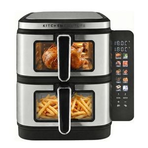 Kitchen Couture Dual Drawer Vertex Air Fryer 11l – Compact Stacked Design For Family Kitchens Stainless Steel