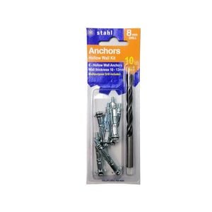 Stahl Hollow Wall Anchor Kit For 10 – 13mm Board With 8mm Drill - 6 Pack