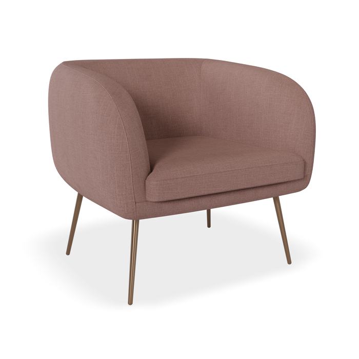 Amour Soft Pink Armchair - Brushed Matt Bronze Legs