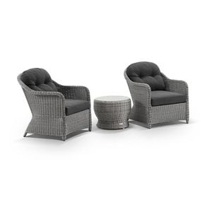 Plantation Patio Set Side Table Brushed Grey & Denim Grey Cushions