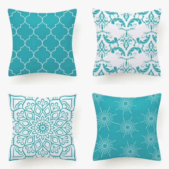 Set of 4 Luxton Flannel Home Decoration Cushion Covers (Aqua Blue)